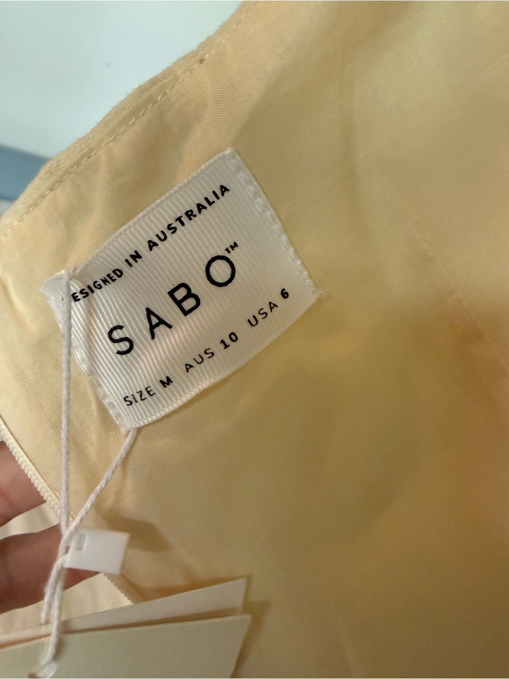 NWT! Sabo Dimmi Dress Women’s Size M 6 Beige Cotton Sleeveless One Shoulder Mini - Picture 8 of 16